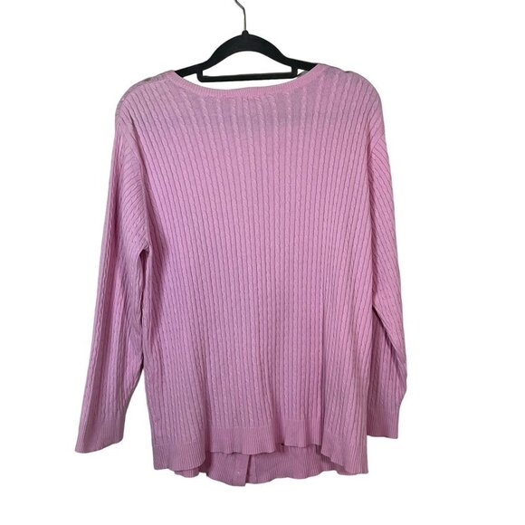 Lilly Pulitzer Vintage Cable Knit Button Up Sweater Pink Cotton Blend Size Large - Picture 6 of 9
